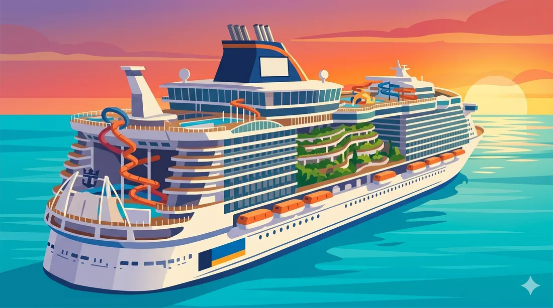 Icon of the Seas de Royal Caribbean, el barco más grande del mundo, en alta mar